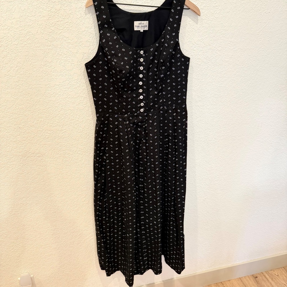 Thalbauer Design Austrian Dirndl Black Heart Print Trachten Midi Jumper Dress 44 - Picture 2 of 9
